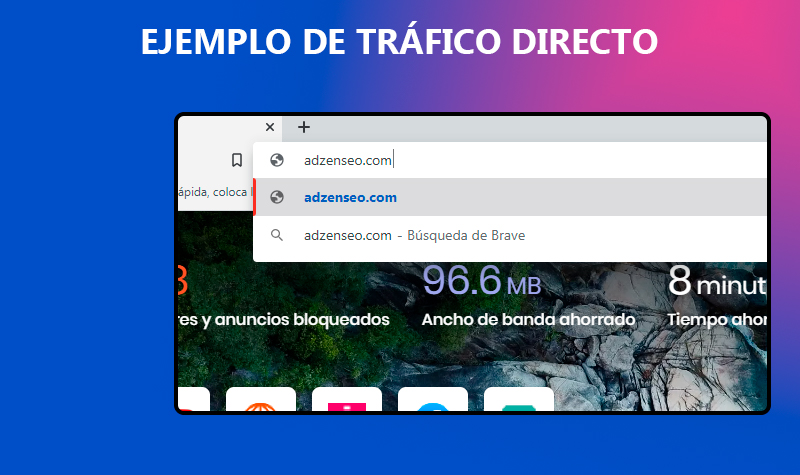 ejemplos de trafico directo a sitios web